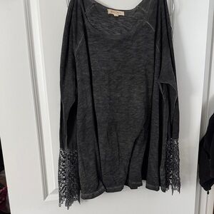 Black Swan Black Lace Sleeve Women's Top